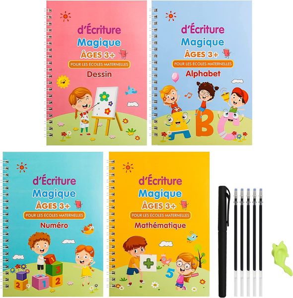 4 Cahiers Magiques Réutilisables Pour Enfants - MagicPen™ ✍🏻